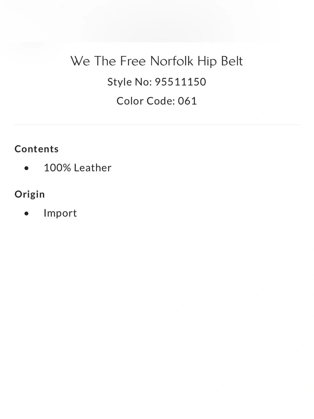 1491. FREE PEOPLE We The Free Norfolk Hip Belt in Gravel Rock Sz M/ L NWT $68